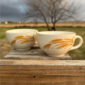 Vintage Homer Laughlin Holden Wheat Pattern Teacups Set of 2